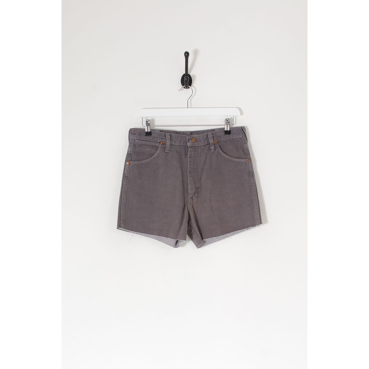 Vintage WRANGLER High Waist Cut-Off Denim Shorts Grey W31