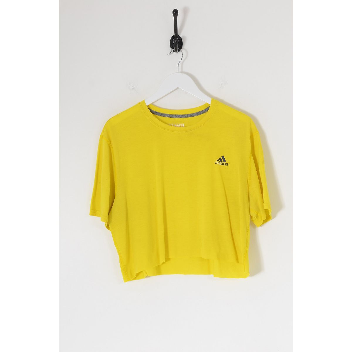 Vintage ADIDAS Cropped T-Shirt Yellow XL