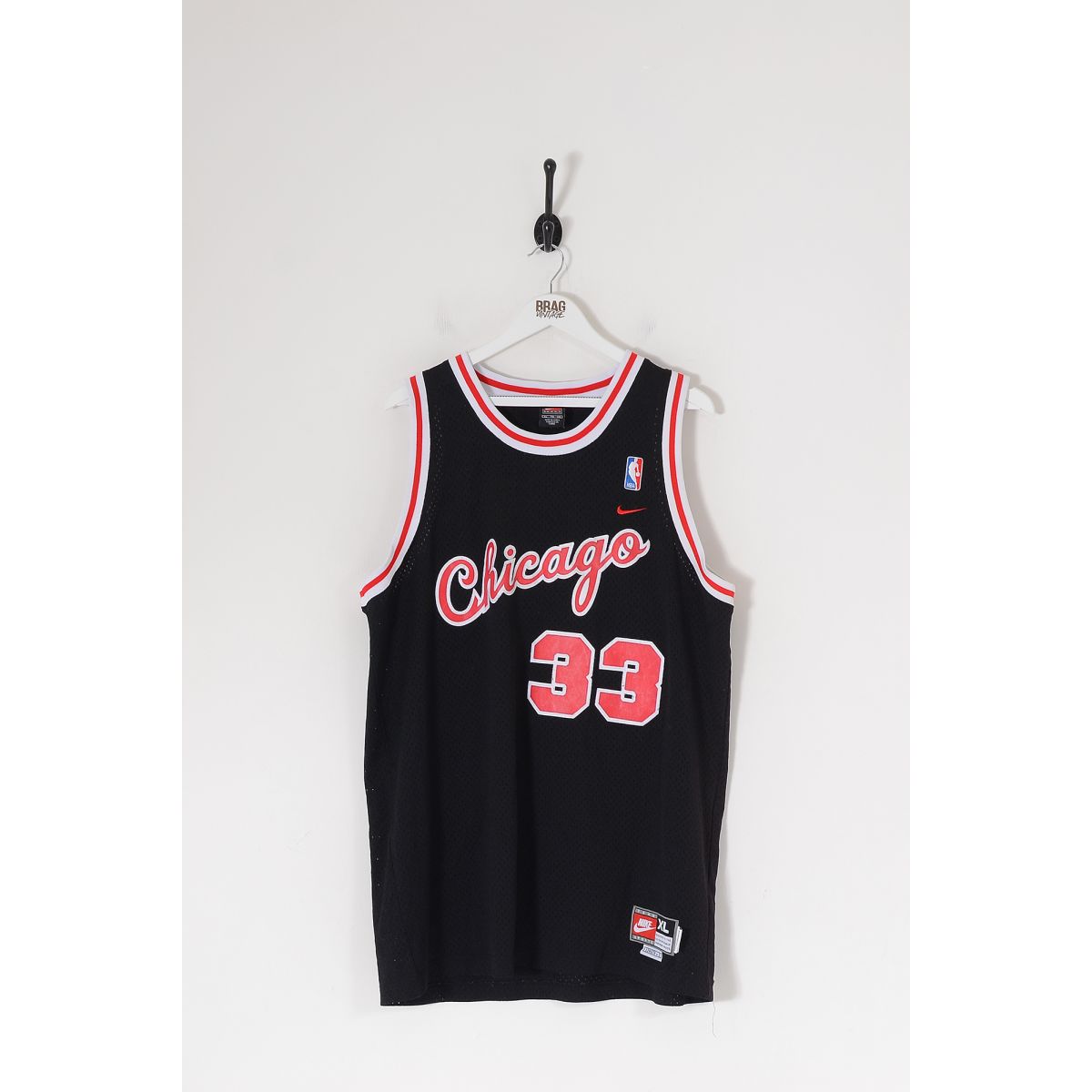 Vintage NIKE Chicago Bulls Basketball Pippen Sports Vest Black XL