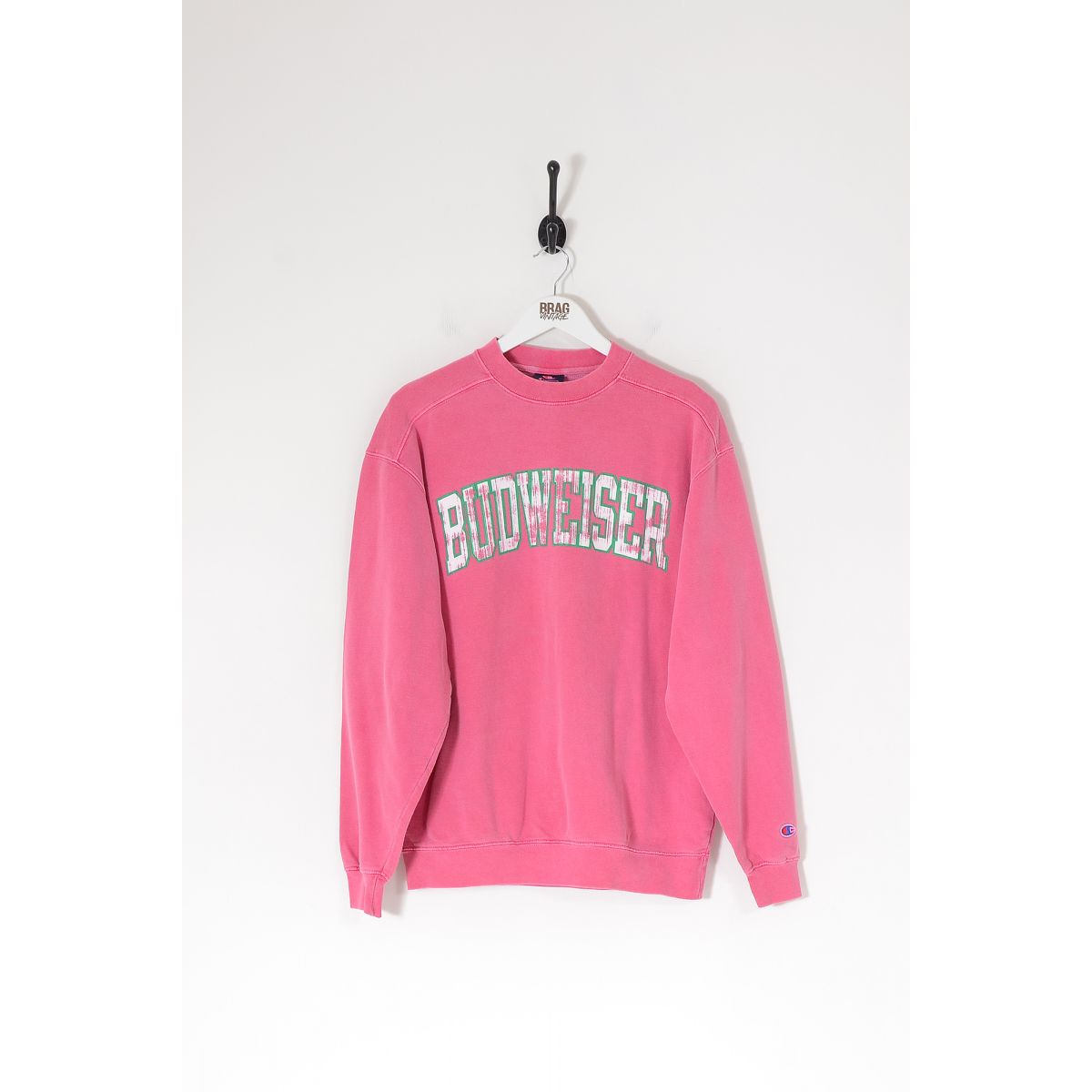 Vintage CHAMPION "Budweiser" Sweatshirt Pink Medium