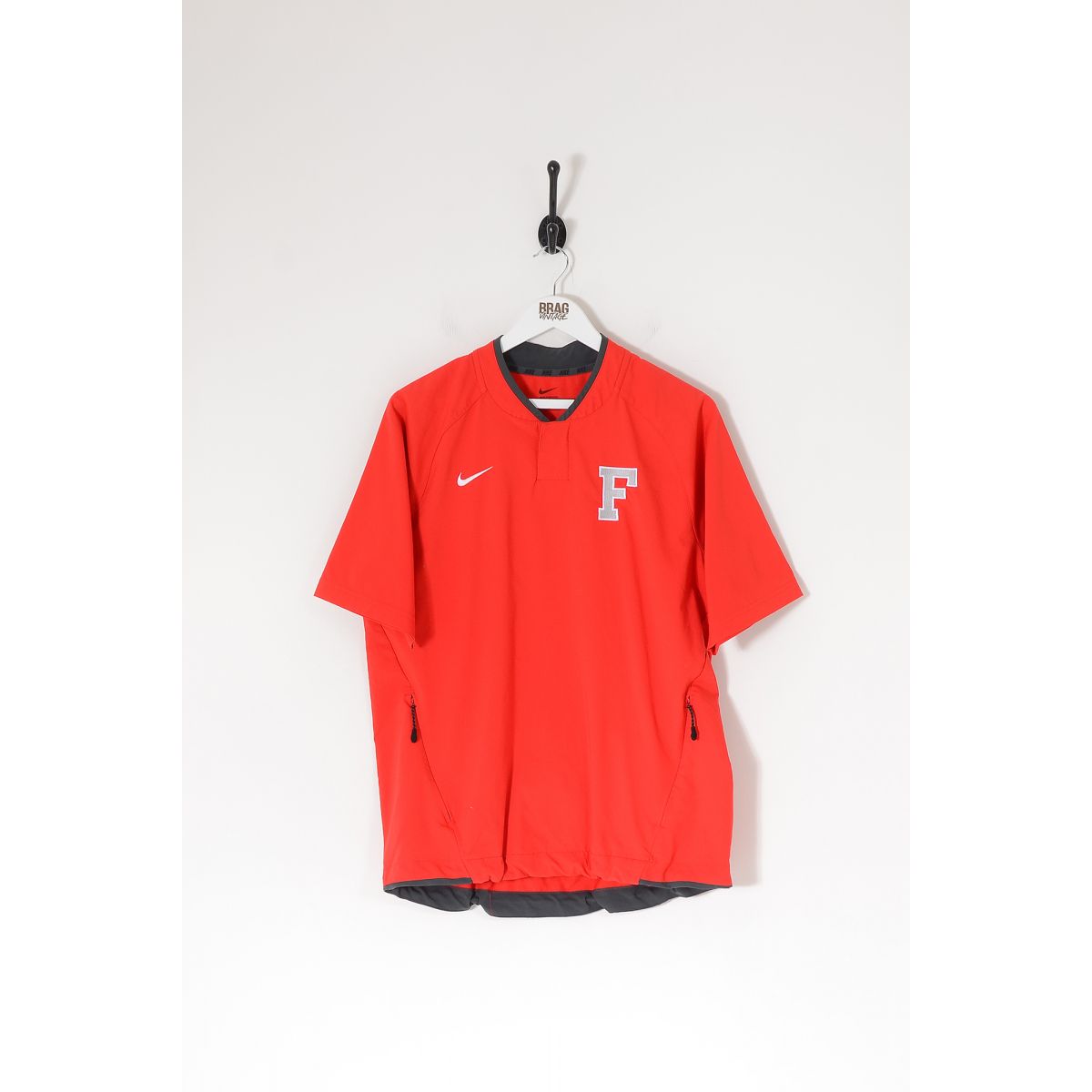 Vintage NIKE Short Sleeve Pullover Sports Jacket Red Medium