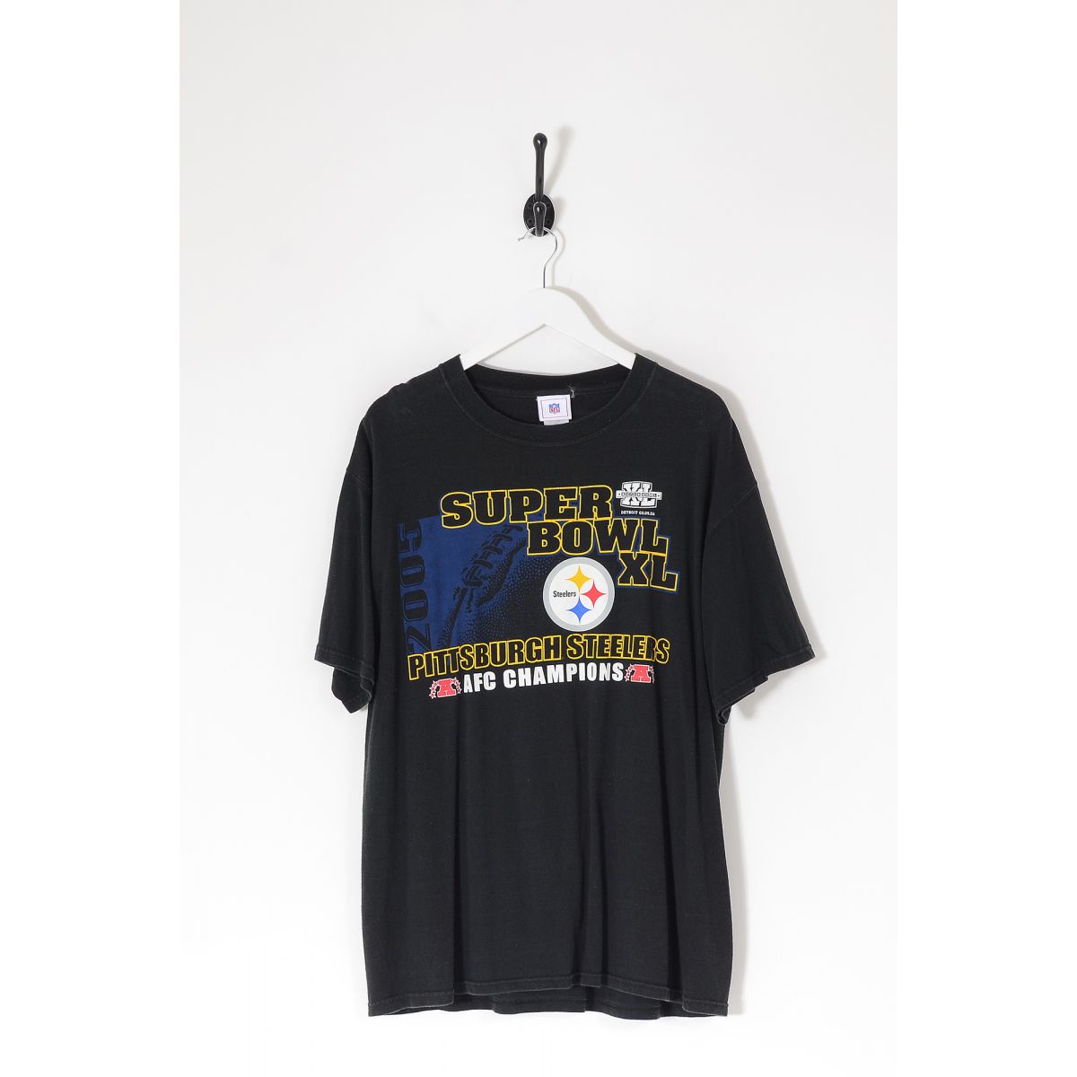 Vintage NFL Pittsburgh Steelers Super Bowl XL 2006 T-Shirt Black Large