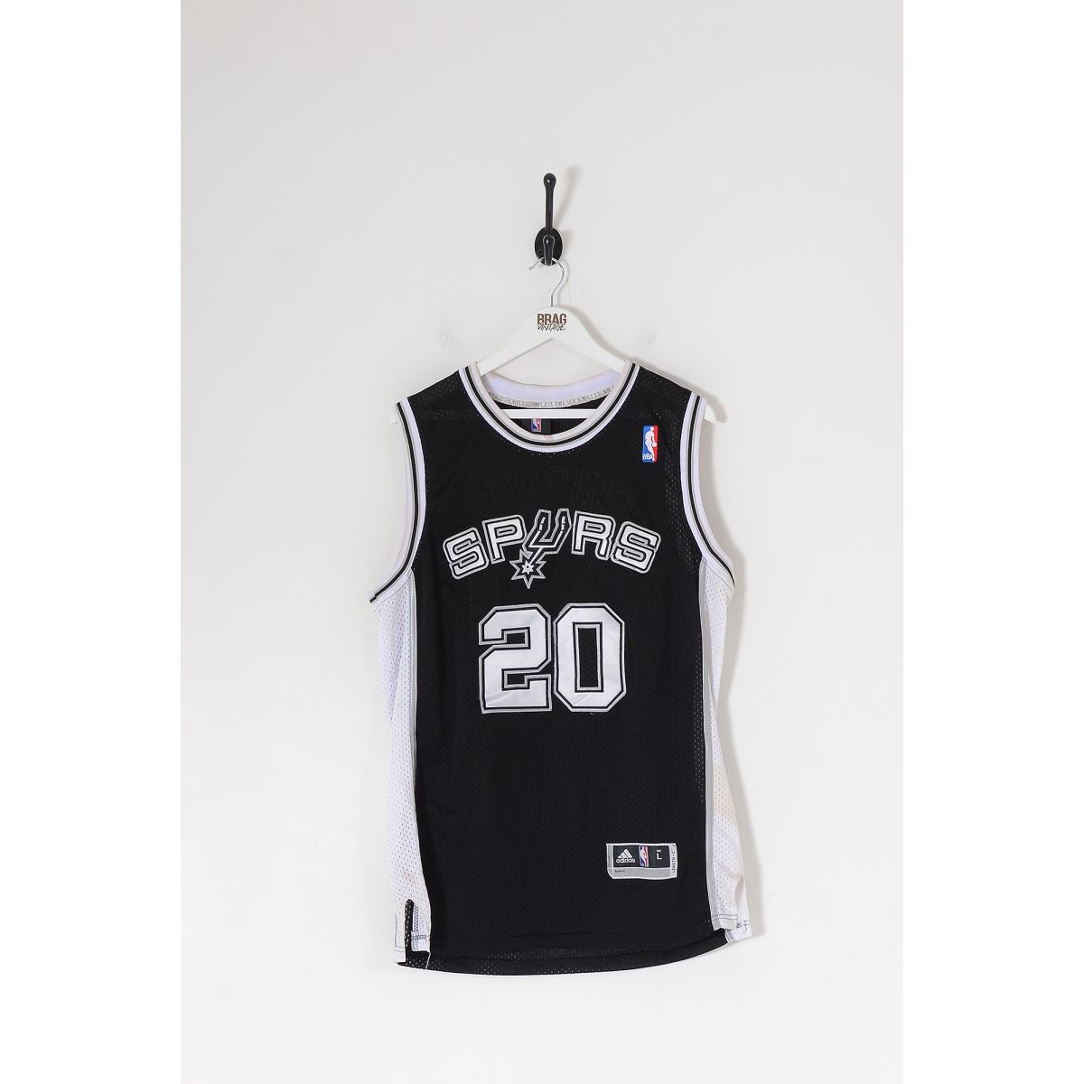 Vintage ADIDAS NBA San Antonio Spurs Ginobili Basketball Sports Vest Black Large
