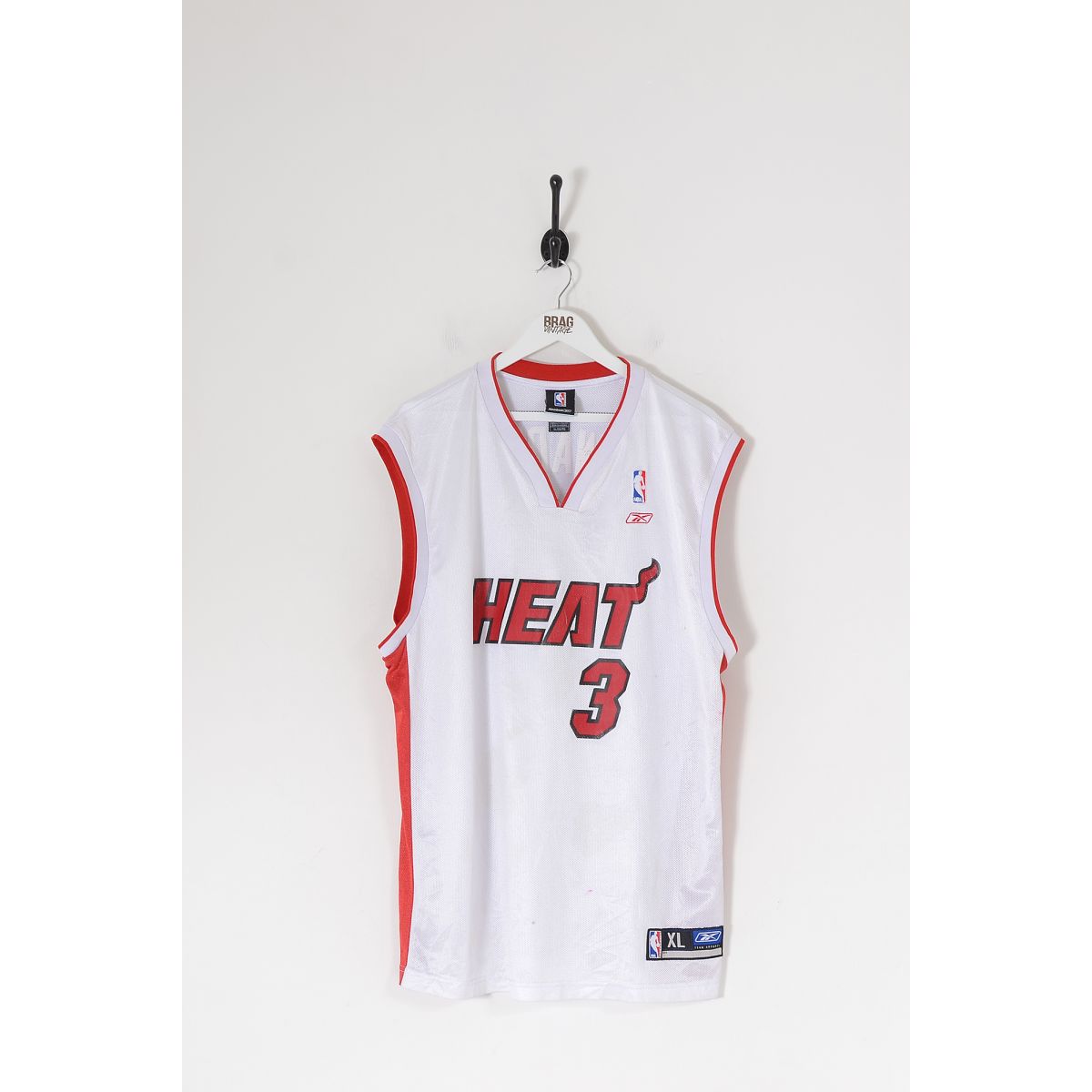 Vintage REEBOK NBA Miami Heat Wade Basketball Sports Jersey White XL