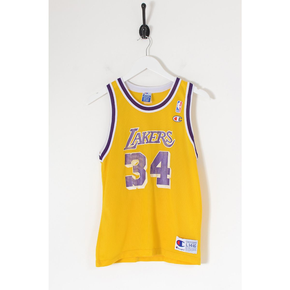 Vintage CHAMPION NBA Los Angeles Lakers O'Neal Basketball Jersey Yellow Large