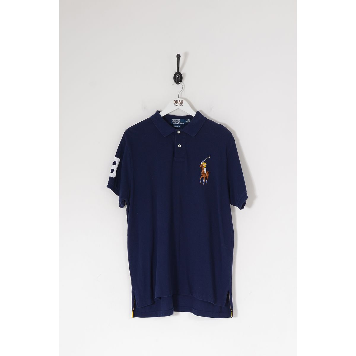 Vintage RALPH LAUREN Embroidered Polo Shirt Navy Blue XL