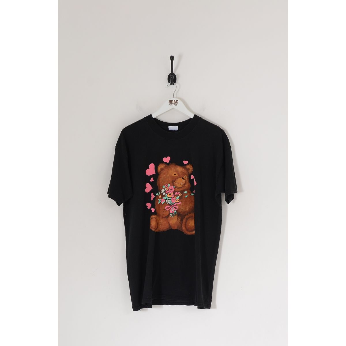 Cute Bear Graphic T-Shirt Black XL
