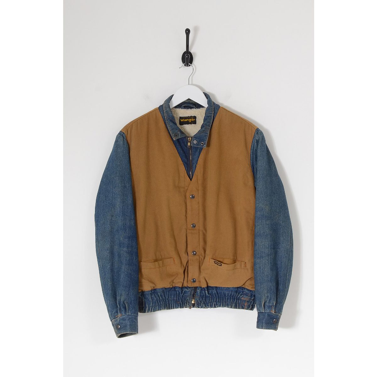 Vintage WRANGLER Sherpa Lined Denim Jacket Mid Blue Large | Vintage Online  