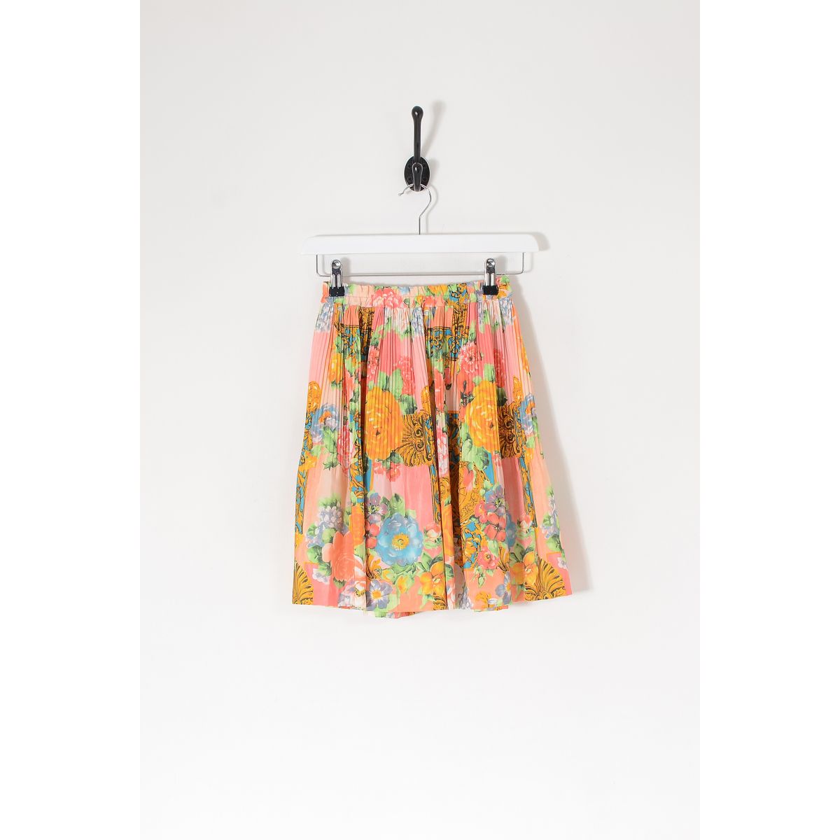 Vintage Pleated Patterned Mini Skirt Peach W26
