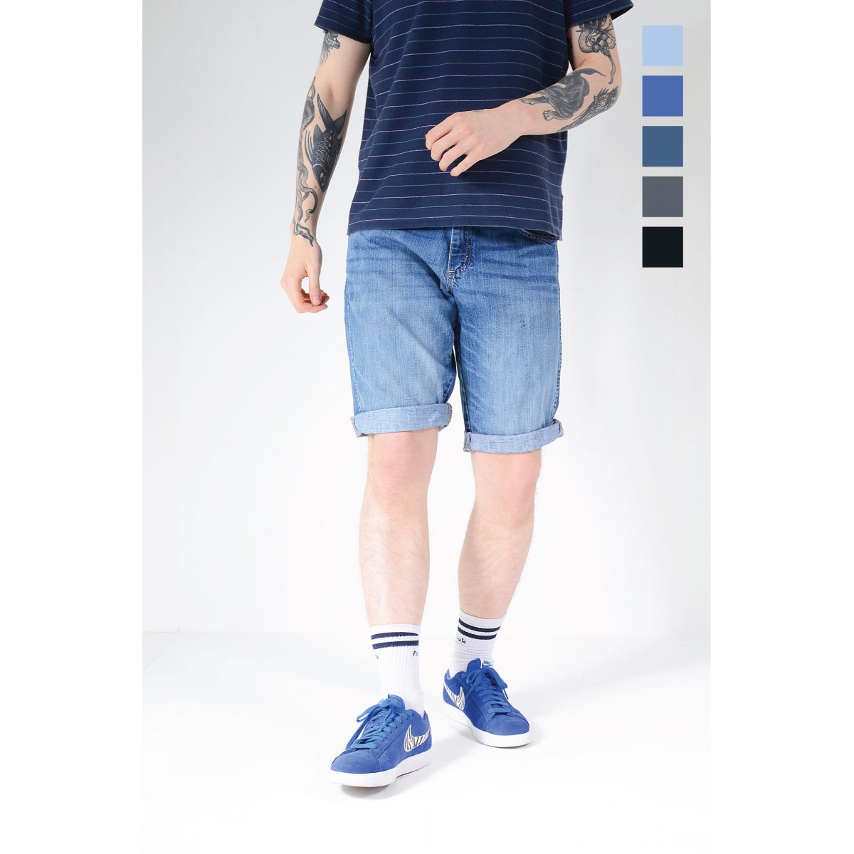 Eddie Bauer Mens Size 33 Beige Flat Front Denim Shorts Jorts | eBay