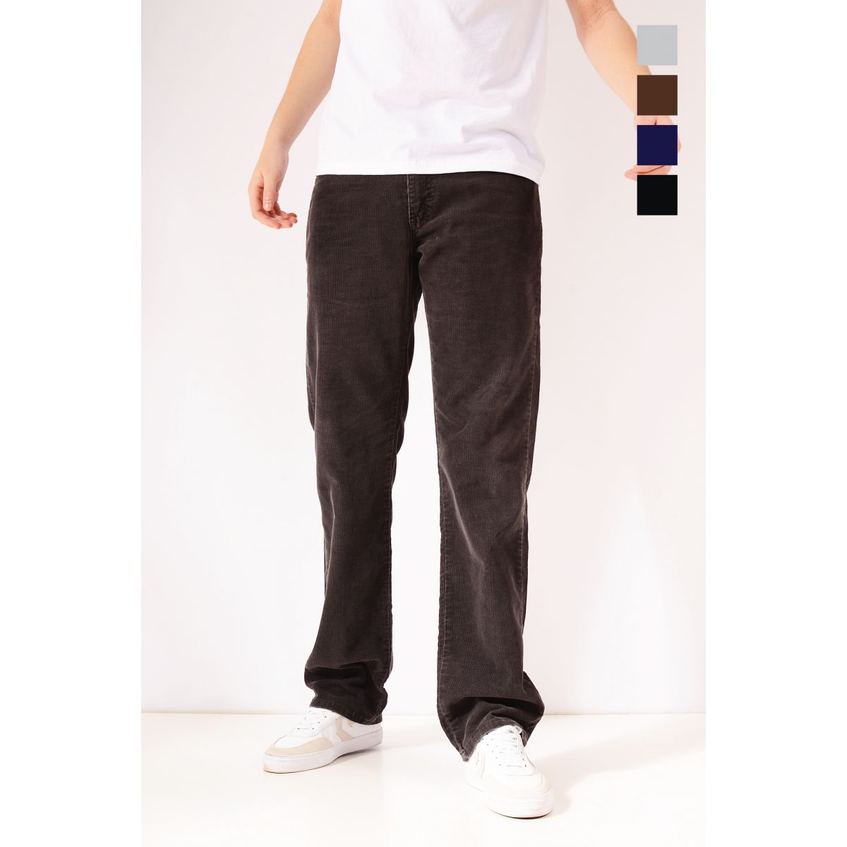 ESPRIT - Mid-Rise Wide Fit Corduroy Trousers at our online shop